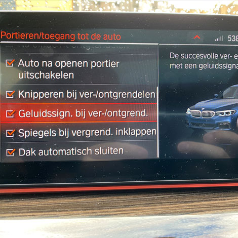 BMW-instellingen voor vergrendeling en geluid